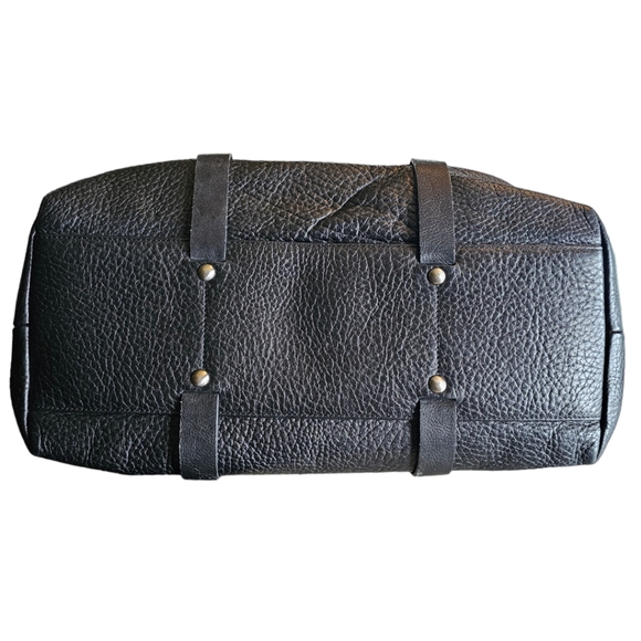 Kenneth Cole New York Satchel Black Pebbled Leather Bag Straps & Buckles - Picture 9 of 11